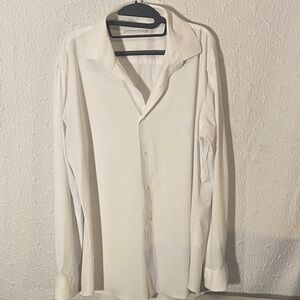 Classic White Men's Dress Shirt Elegantly Feels Like Silk. size XL The Player.
